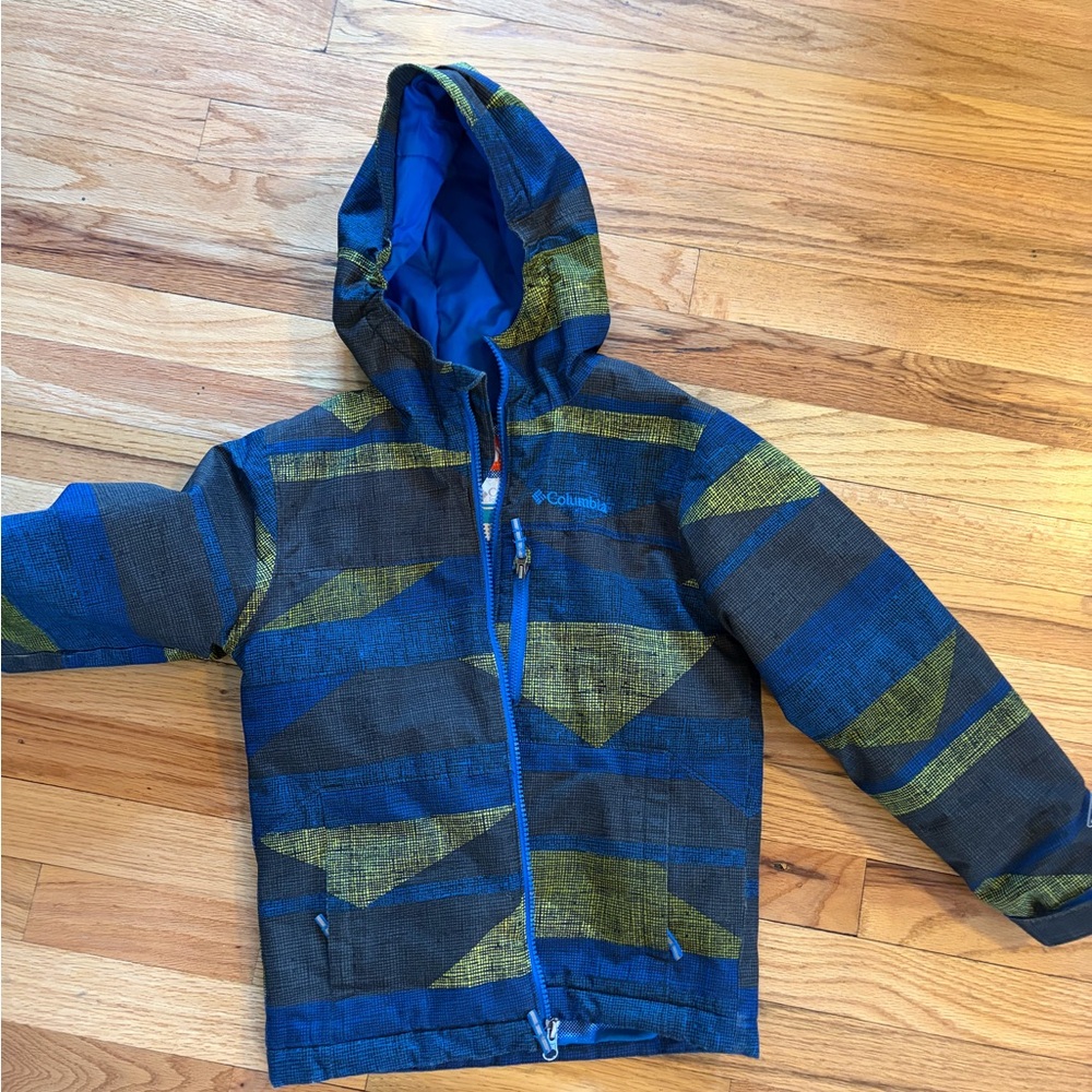 Columbia Blue & Green Kids Hooded ski Jacket size xs 6/7